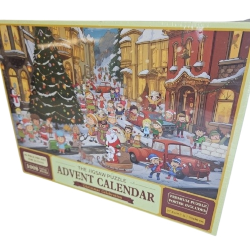 Festive Advent Calendar Jigsaw Puzzle - Vibrant Holiday Scene
